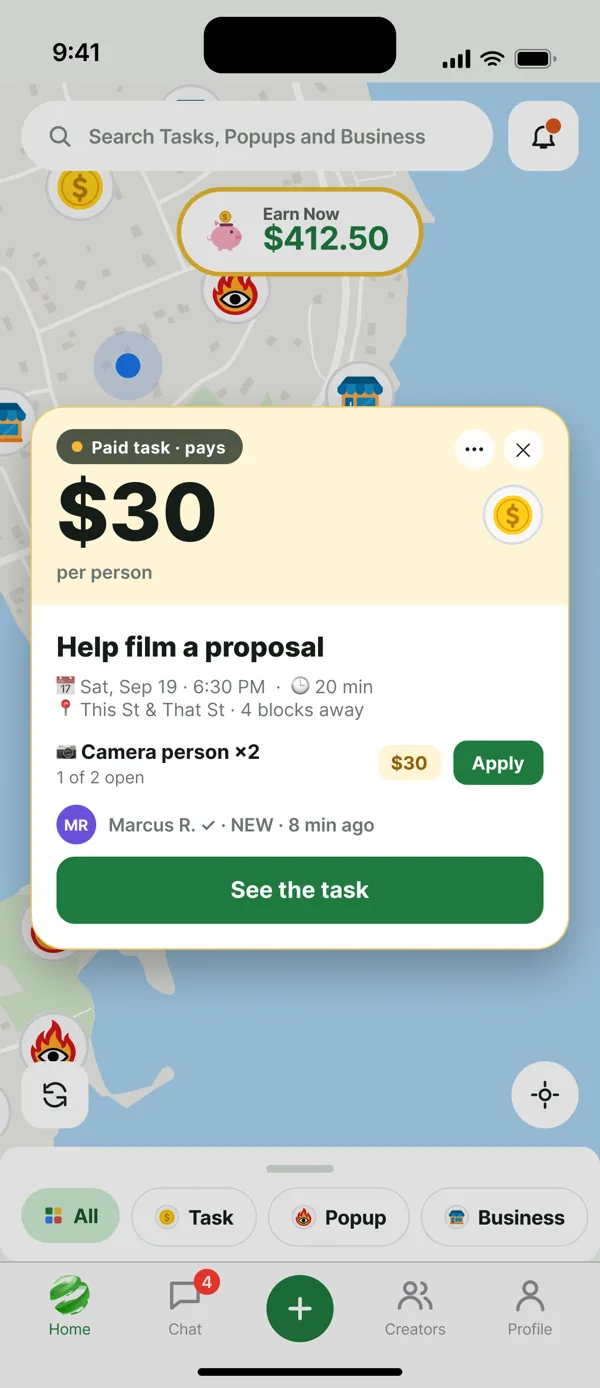 A paid task on the map